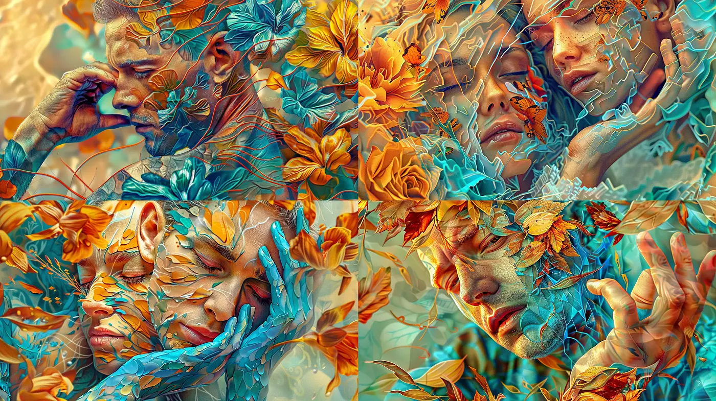 Ethereal Florals Merging with Human Emotions - Midjourney sref style