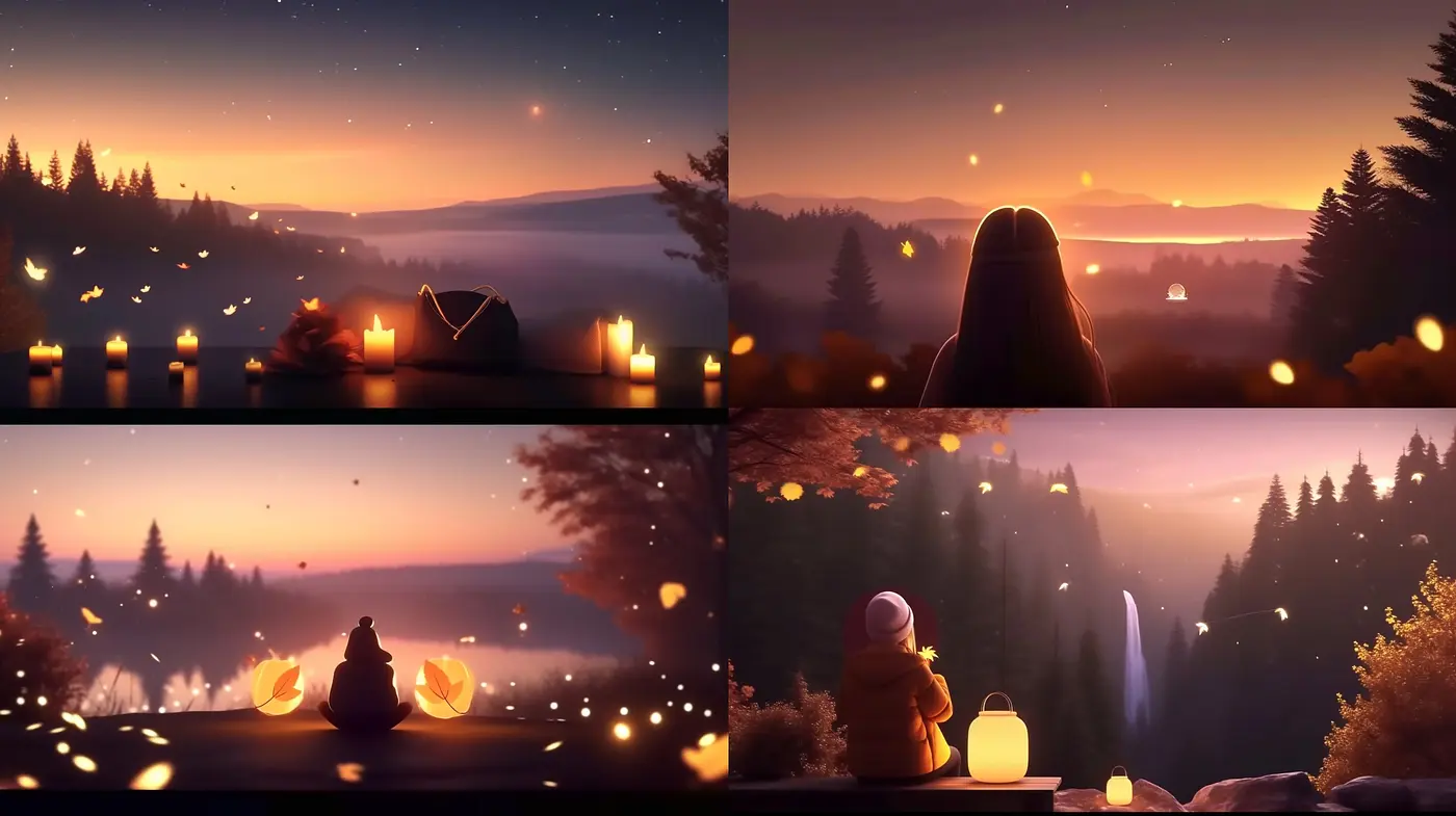 Luminous Twilight Serenity: Consistent Hues of Dusk in an Idyllic Nature - Midjourney sref style