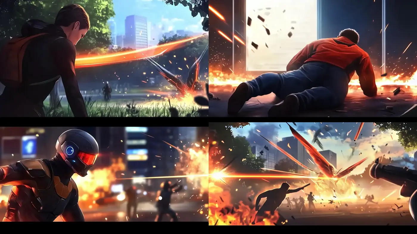 Dynamic Cinematic Explosion of Colors in Sci-Fi Action Renderings - Midjourney sref style