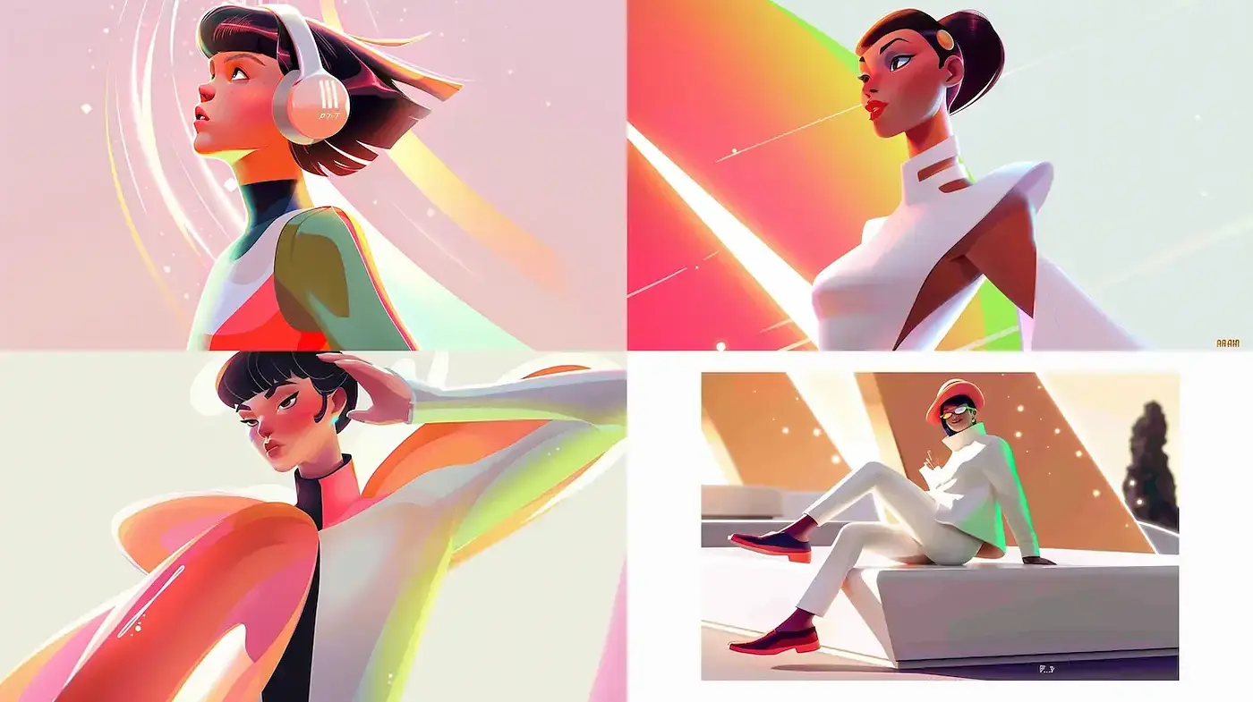 Futuristic and Stylized Character Renderings with a Retro-Futuristic Aesthetic - Midjourney sref style