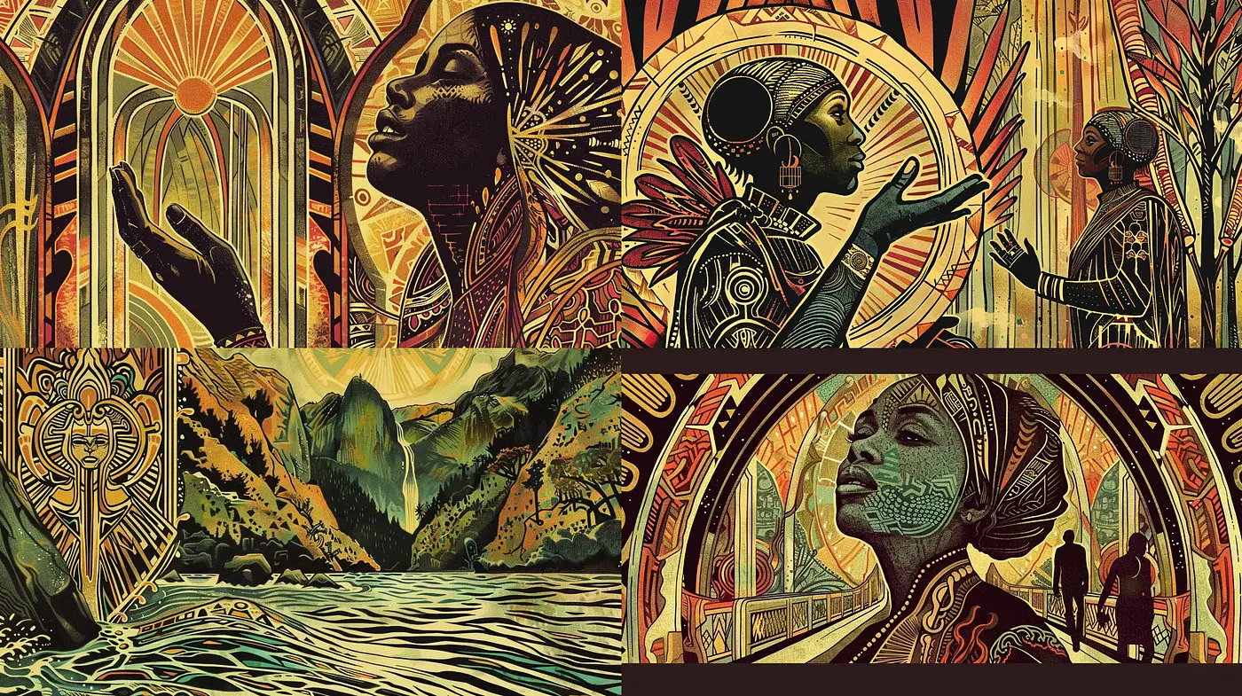 Art Nouveau Fusion with Psychedelic Flair - Midjourney sref style