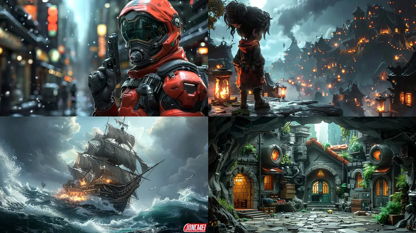 Epic Cinematic Tapestry: A Fusion of Detail, Drama, and Dynamic Color - Midjourney sref style