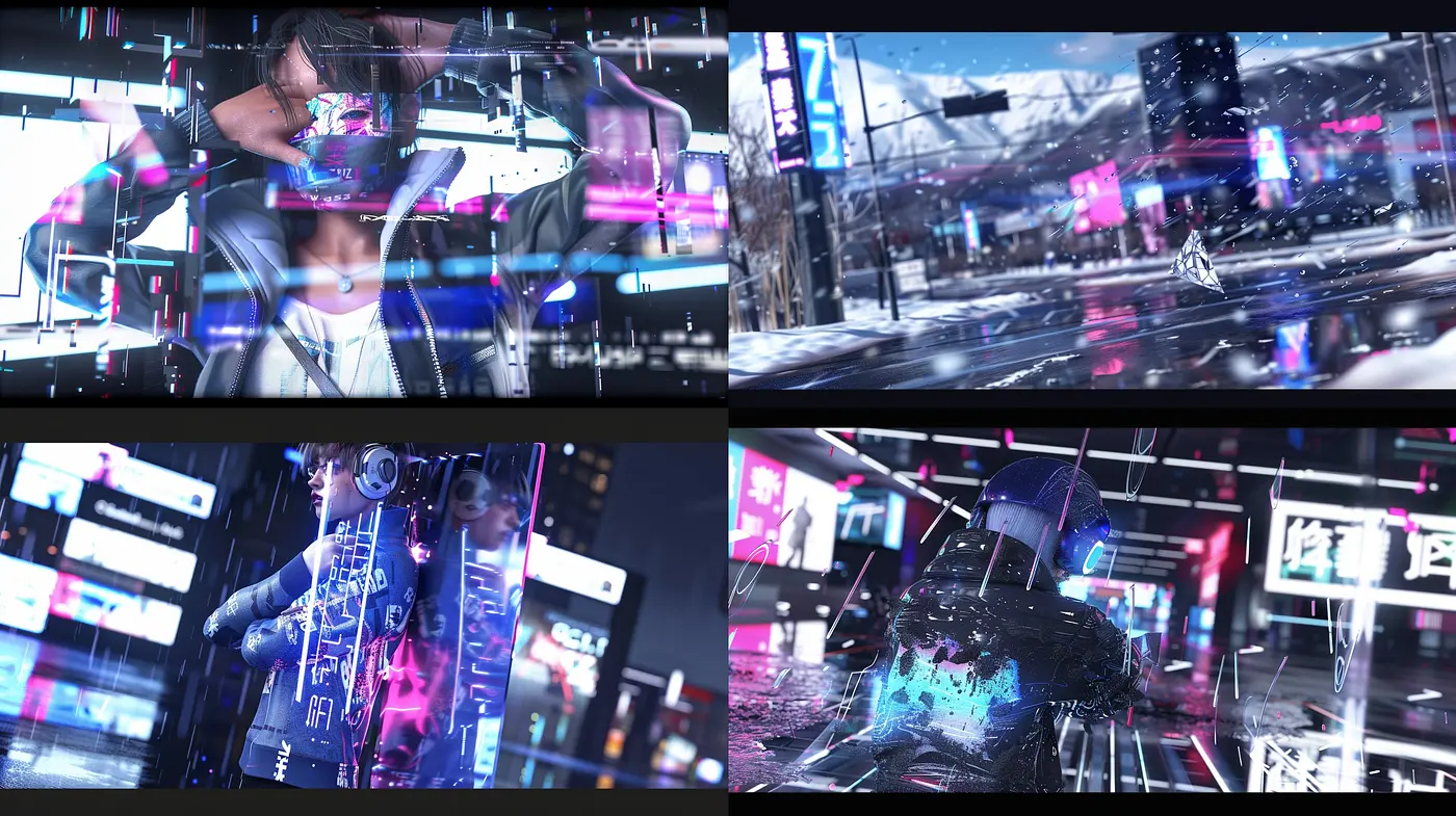 Cybernetic Synesthesia: A Fusion of Neon and Photorealistic Textures in a Futuristic Setting - Midjourney sref style