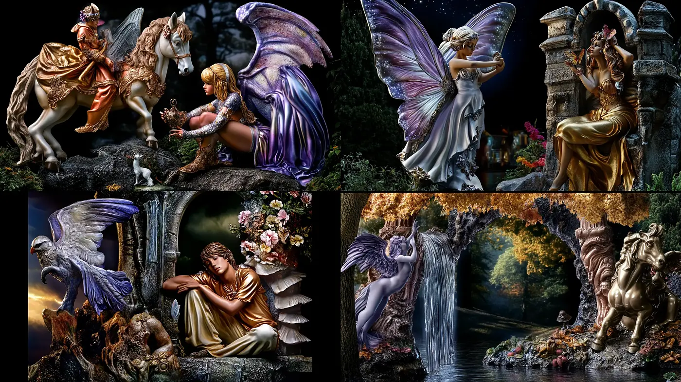 Enchanted Twilight Elegance: A Fantasy Art Fusion of Mythic Proportions - Midjourney sref style