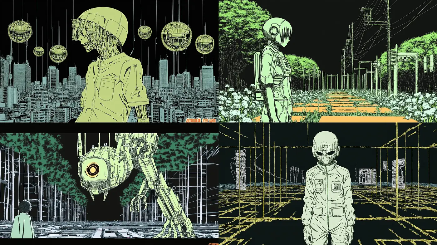 Futuristic Neon Outlines with a Cyberpunk Essence - Midjourney sref style