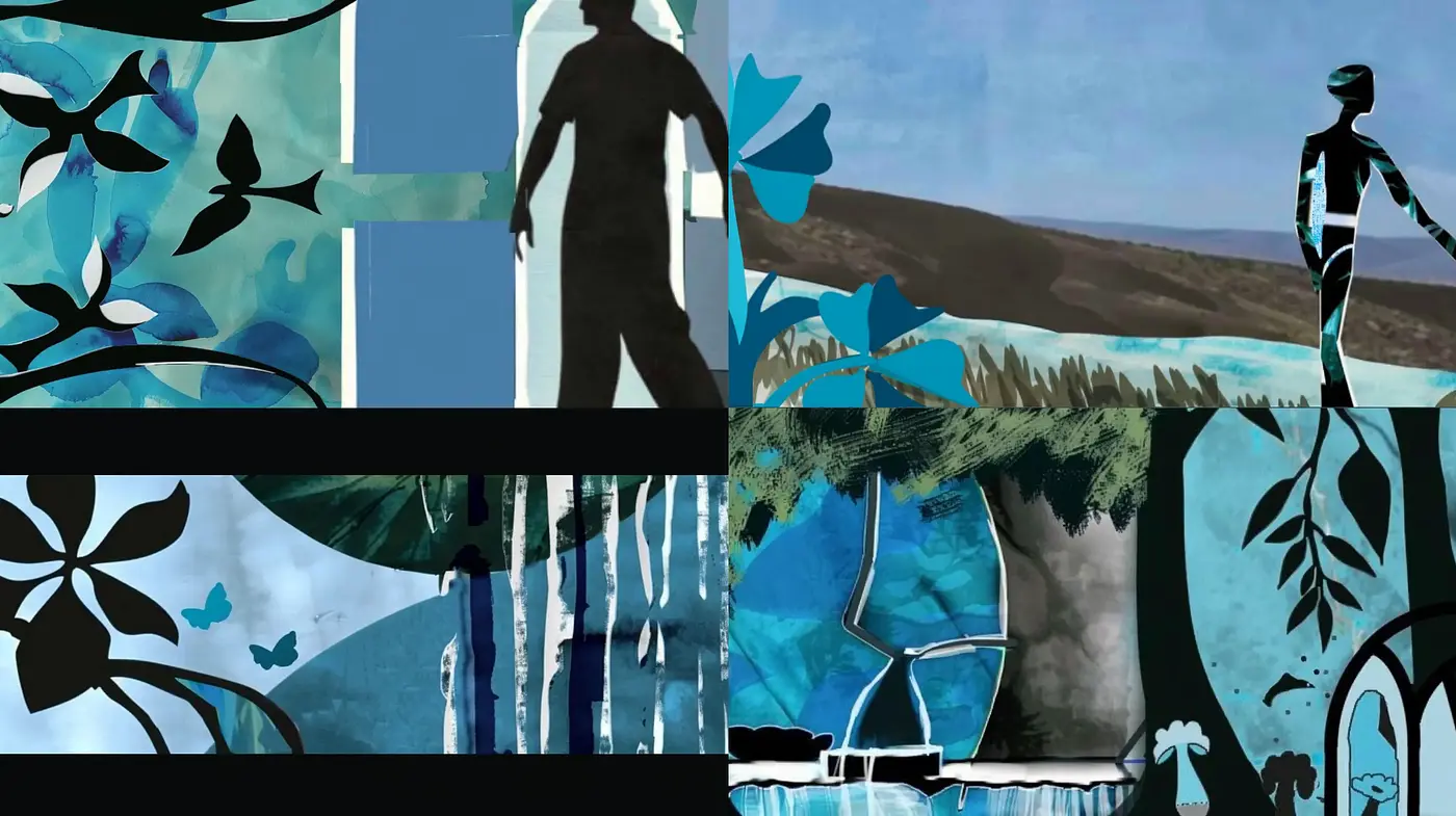 Abstract Botanical Harmony in Monochrome Blues - Midjourney sref style