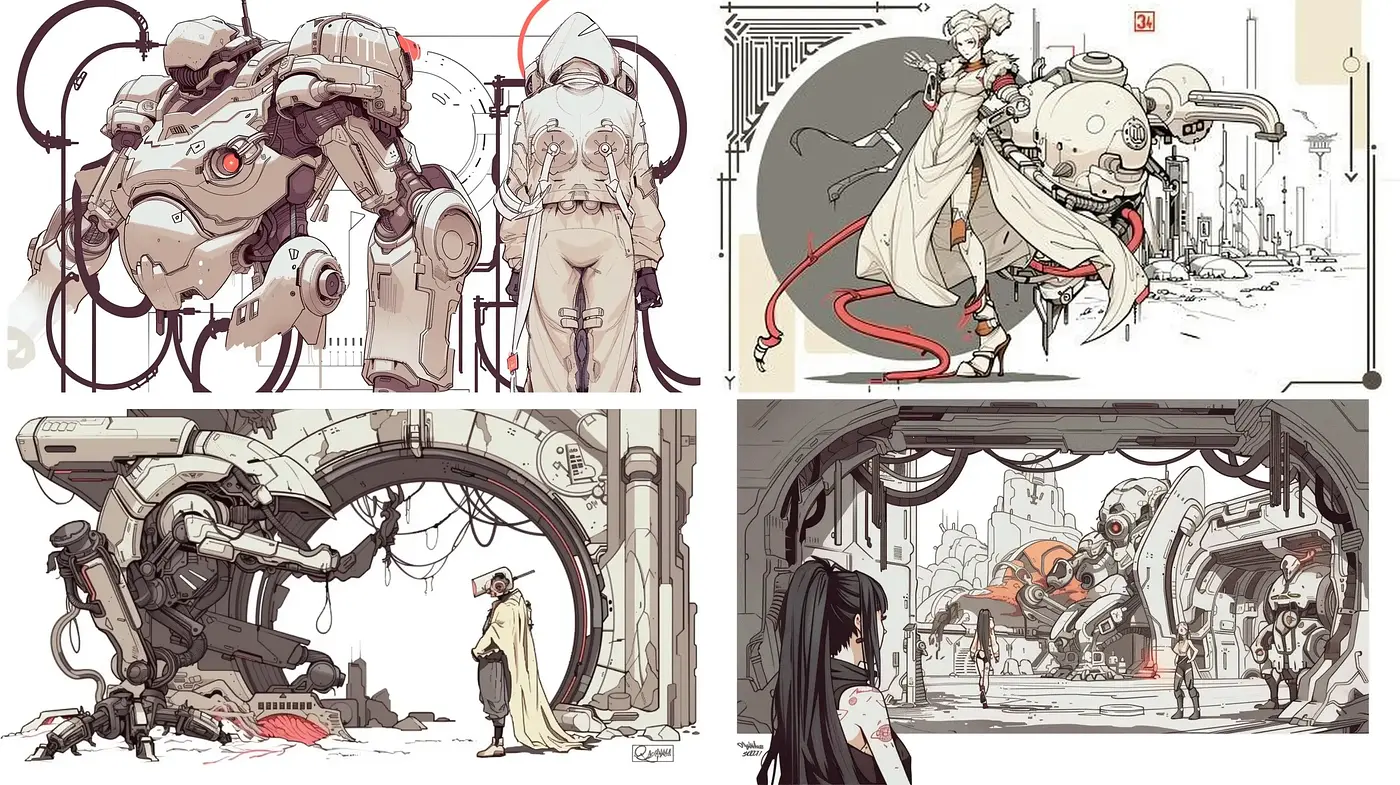 Futuristic Sepia-toned Steampunk Visions - Midjourney sref style