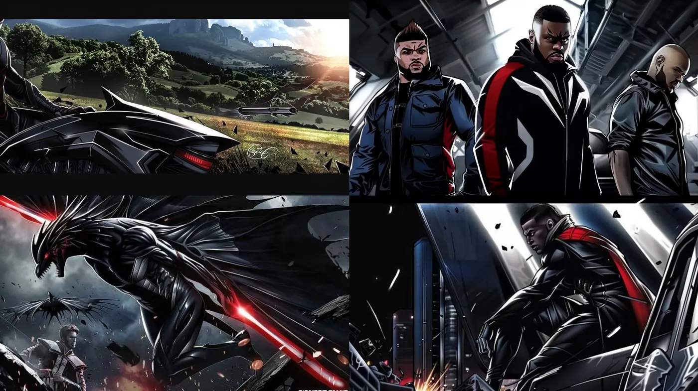 Dramatic Cinematic Fusion of Realism and Comic Book Artistry - Midjourney sref style