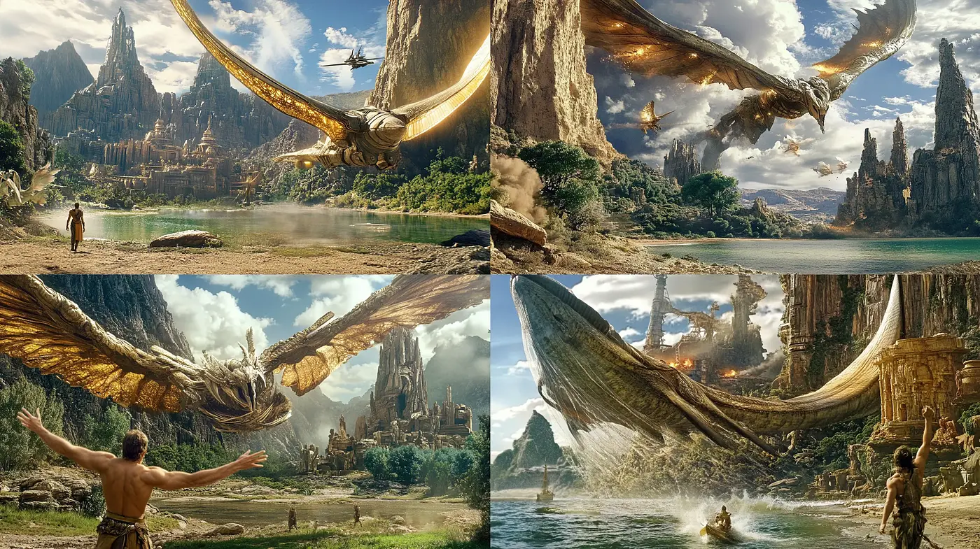 Epic Mythological Tale in Enchanting Earth Tones - Midjourney sref style