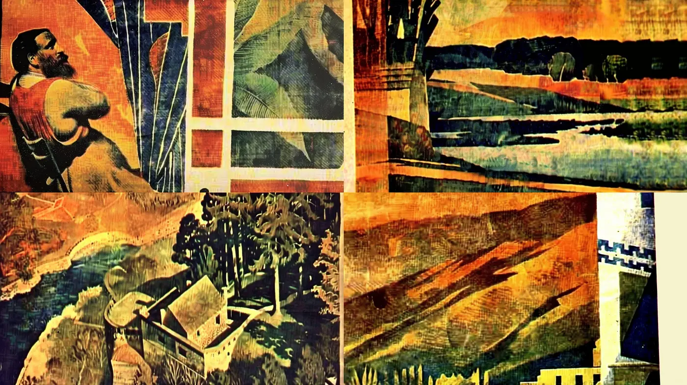 Harmonized Retrogression: A Synchrony of Vintage Textures and Melancholic Tones - Midjourney sref style