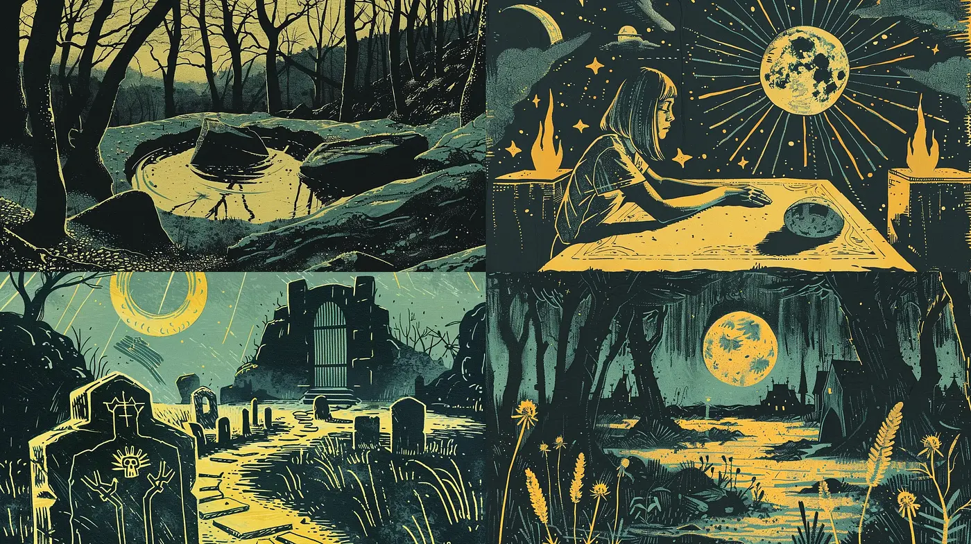 Mystical Nocturnal Dreamscape in Monochromatic Overtones - Midjourney sref style