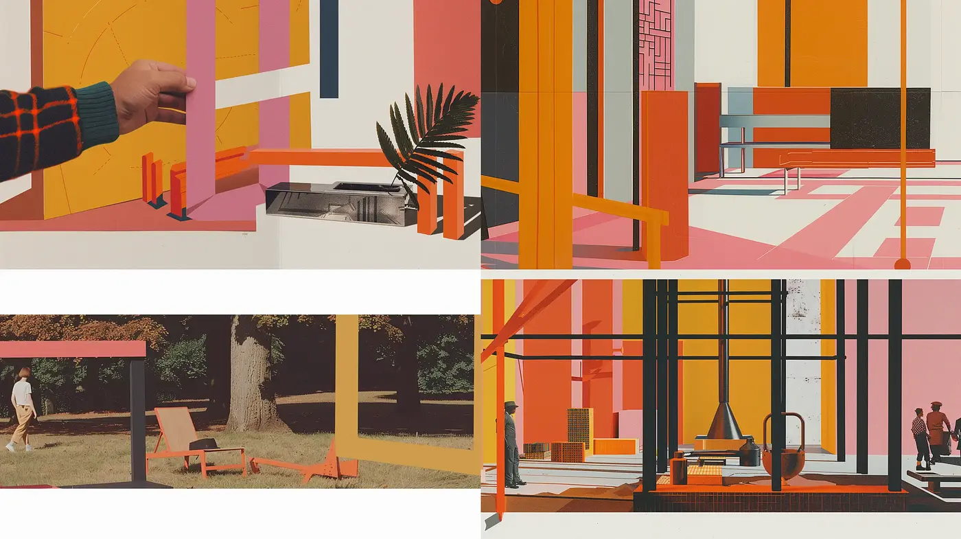 Retro-Futuristic Intersection of Geometric Abstraction and Vivid Modernism - Midjourney sref style