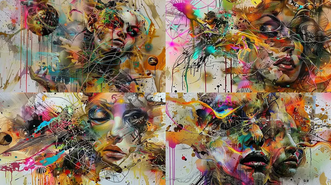 Vibrant Abstract Portraits with Organic Flow and Intricate Details - Midjourney sref style