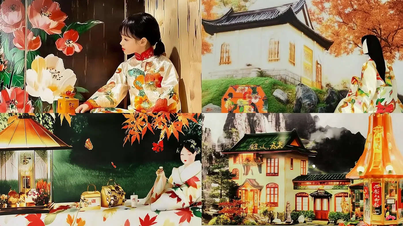 Autumnal Elegance in Eastern Inspired Vignettes - Midjourney sref style