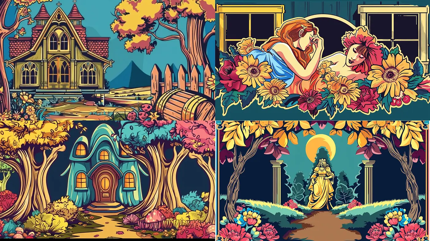 Enchanted Chromatic Storybook Illustrations - Midjourney sref style