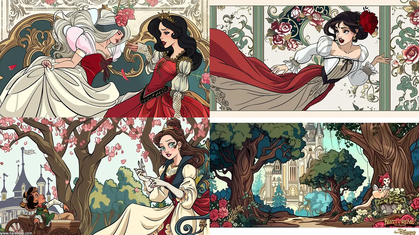 Enchanted Fairytale Illustration: A Nostalgic Blend of Elegance and Whimsy - Midjourney sref style