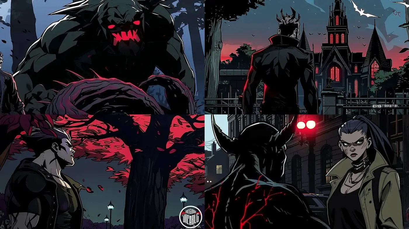 Dark and Atmospheric Urban Fantasy Comic Style with Sharp Contrasts - Midjourney sref style