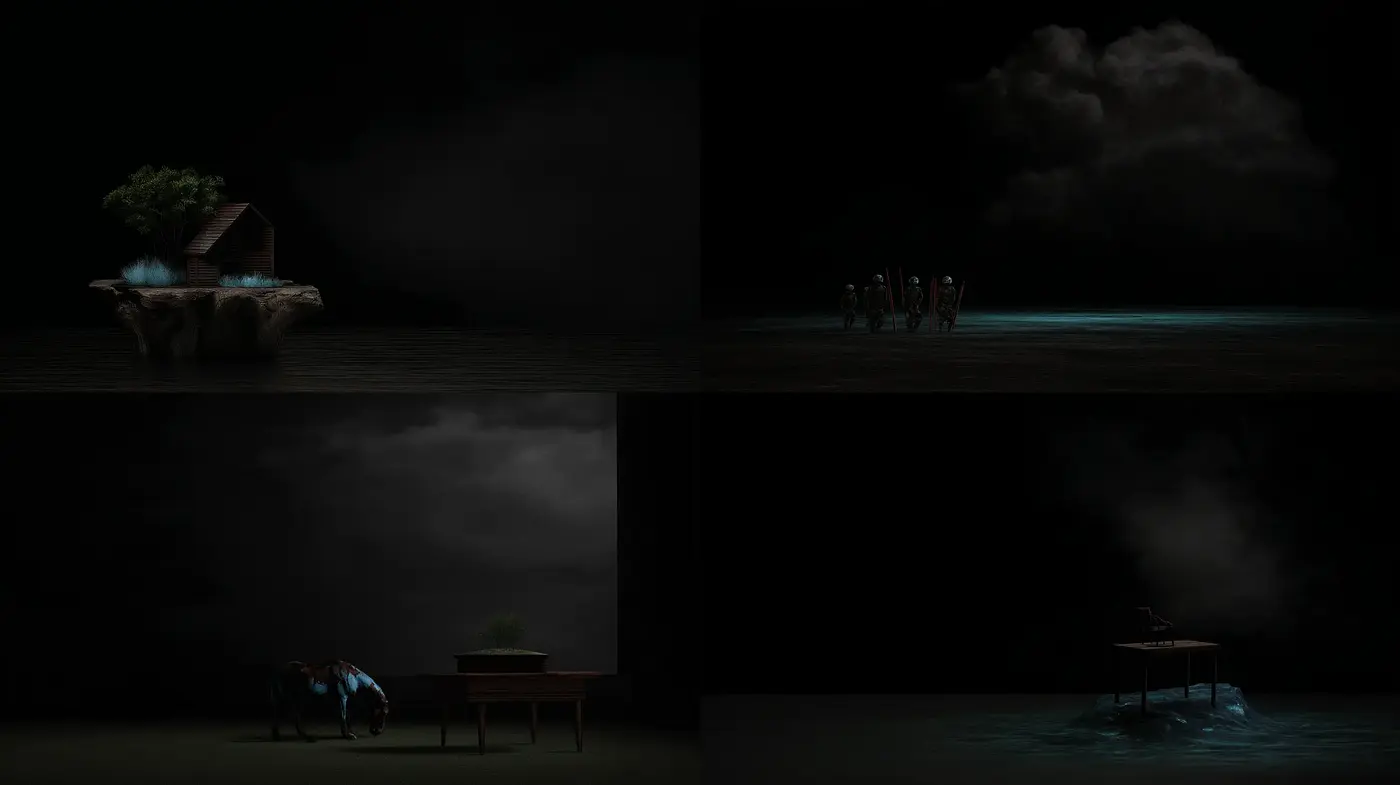 Surreal and Atmospheric Digital Art with a Minimalist Aesthetic - Midjourney sref style