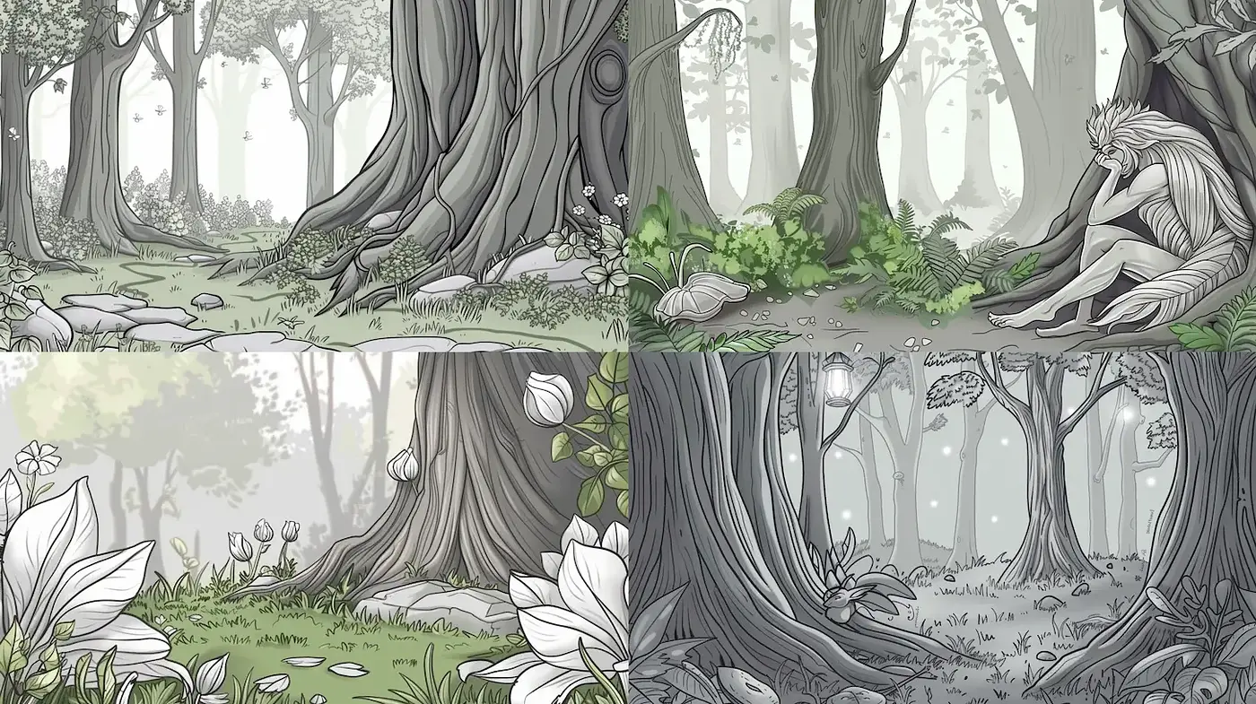Consistent Ethereal Forest Imagery with a Touch of Whimsy - Midjourney sref style