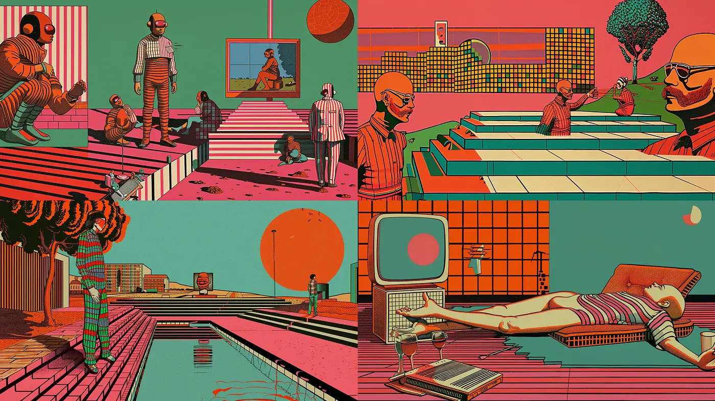 Retrofuturistic Synthwave Dreamscape - Midjourney sref style