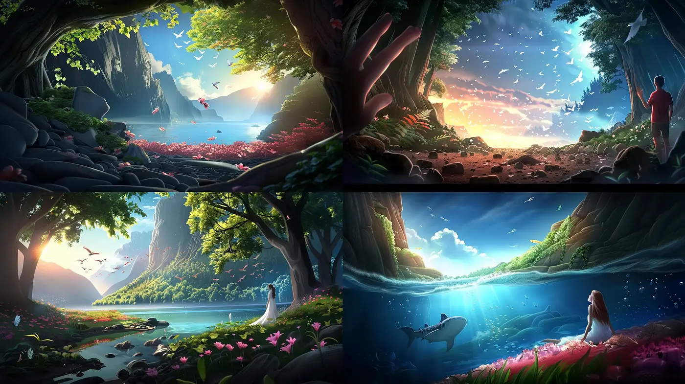 Serene Idyllic Sceneries with Luminous Twilight Ambiance - Midjourney sref style