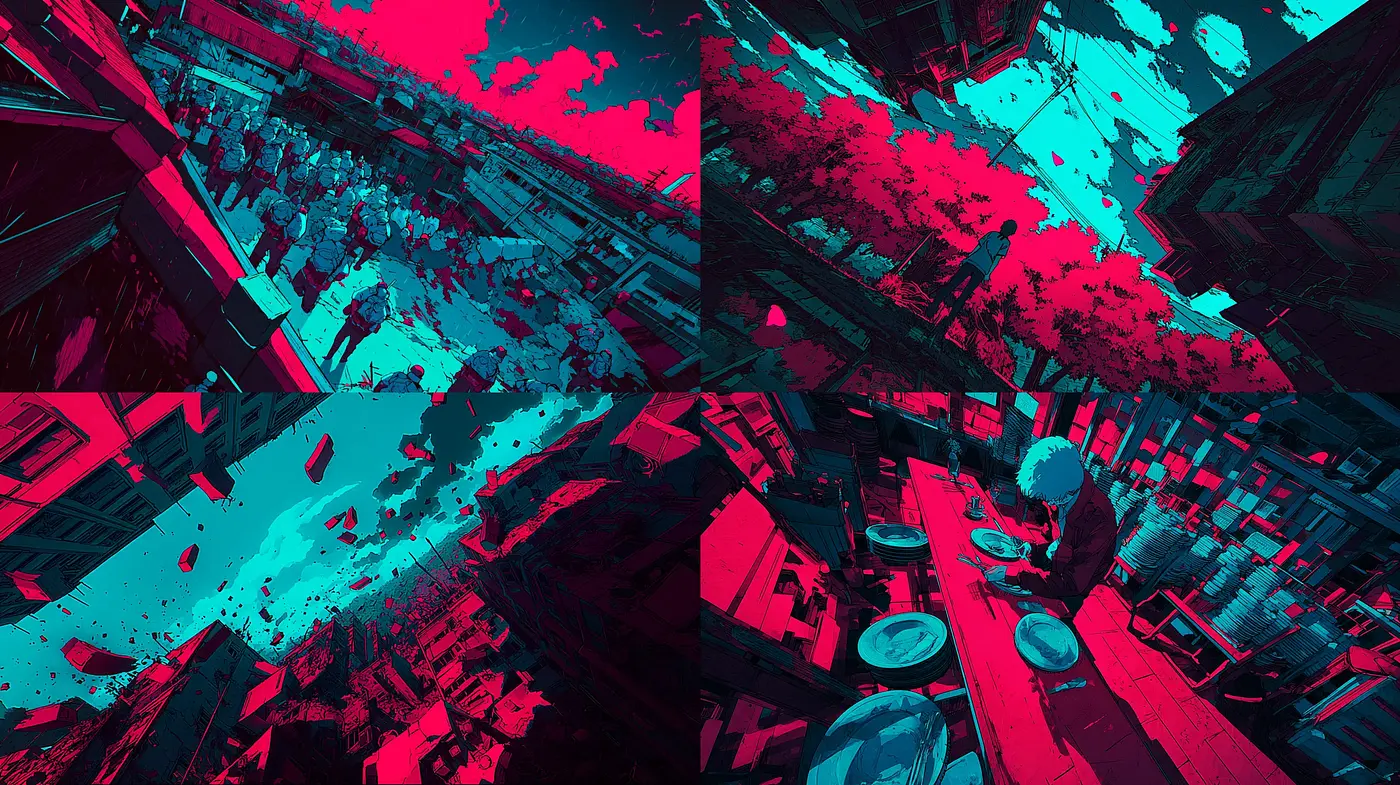 Dynamic and Vibrant Exploration of Urban Landscapes - Midjourney sref style