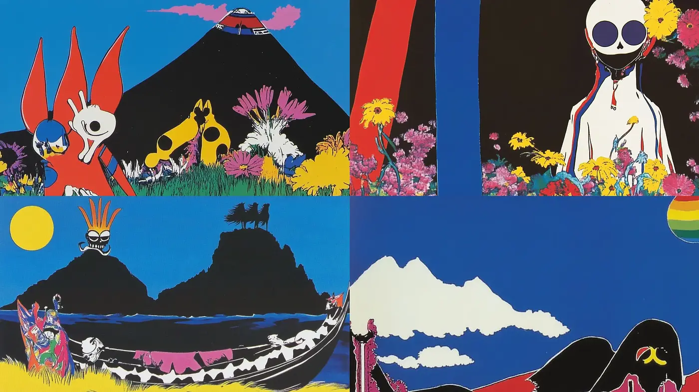 Contemporary Pop Art Fusion with Traditional Japanese Imagery - Midjourney sref style