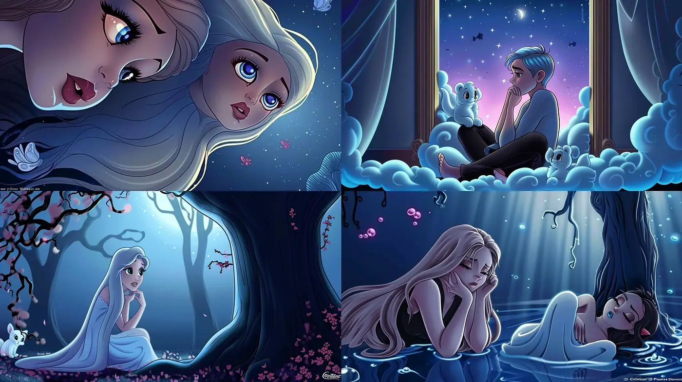 Mystical Nocturnal Elegance in Stylized Animation - Midjourney sref style