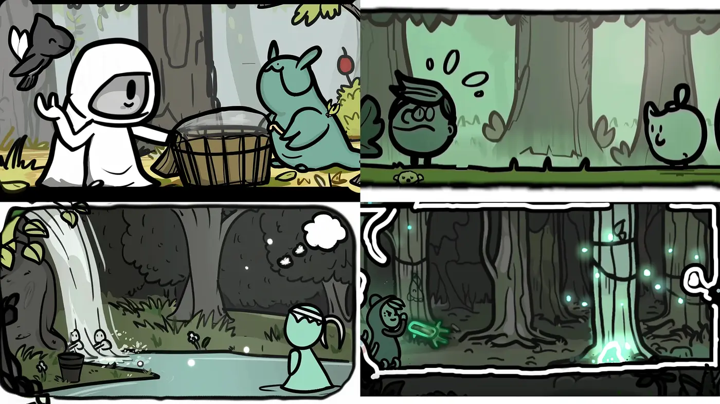 Enchanted Forest Whimsy: A Consistent Cartoon-Inspired Escapade - Midjourney sref style