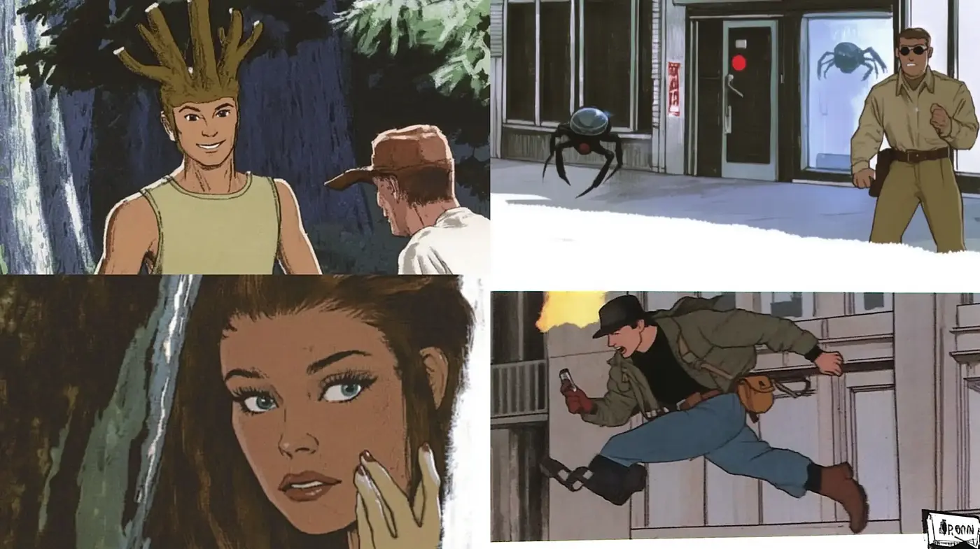 Retro Anime Narrative with Earthy Tones - Midjourney sref style