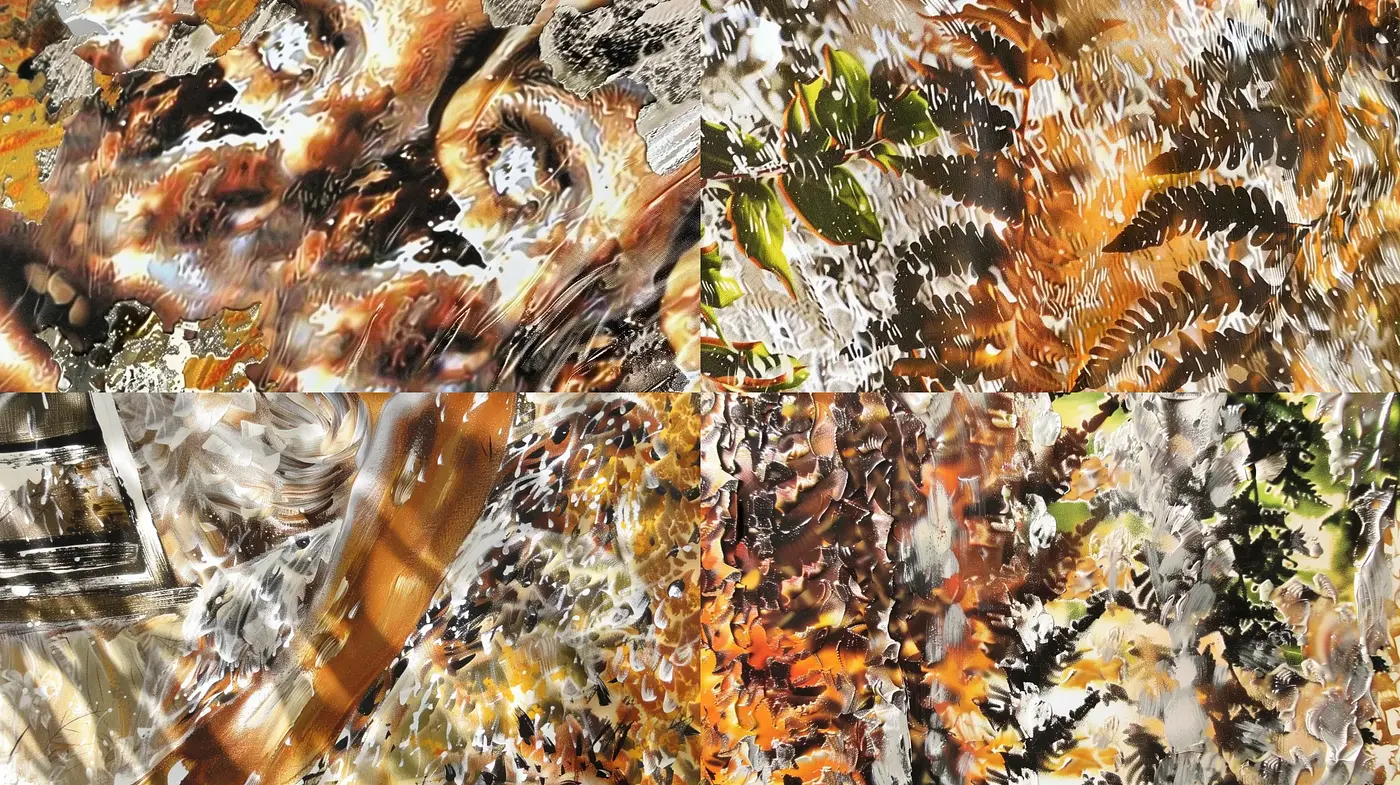 Abstract Chromatic Whirls and Textural Symphony - Midjourney sref style