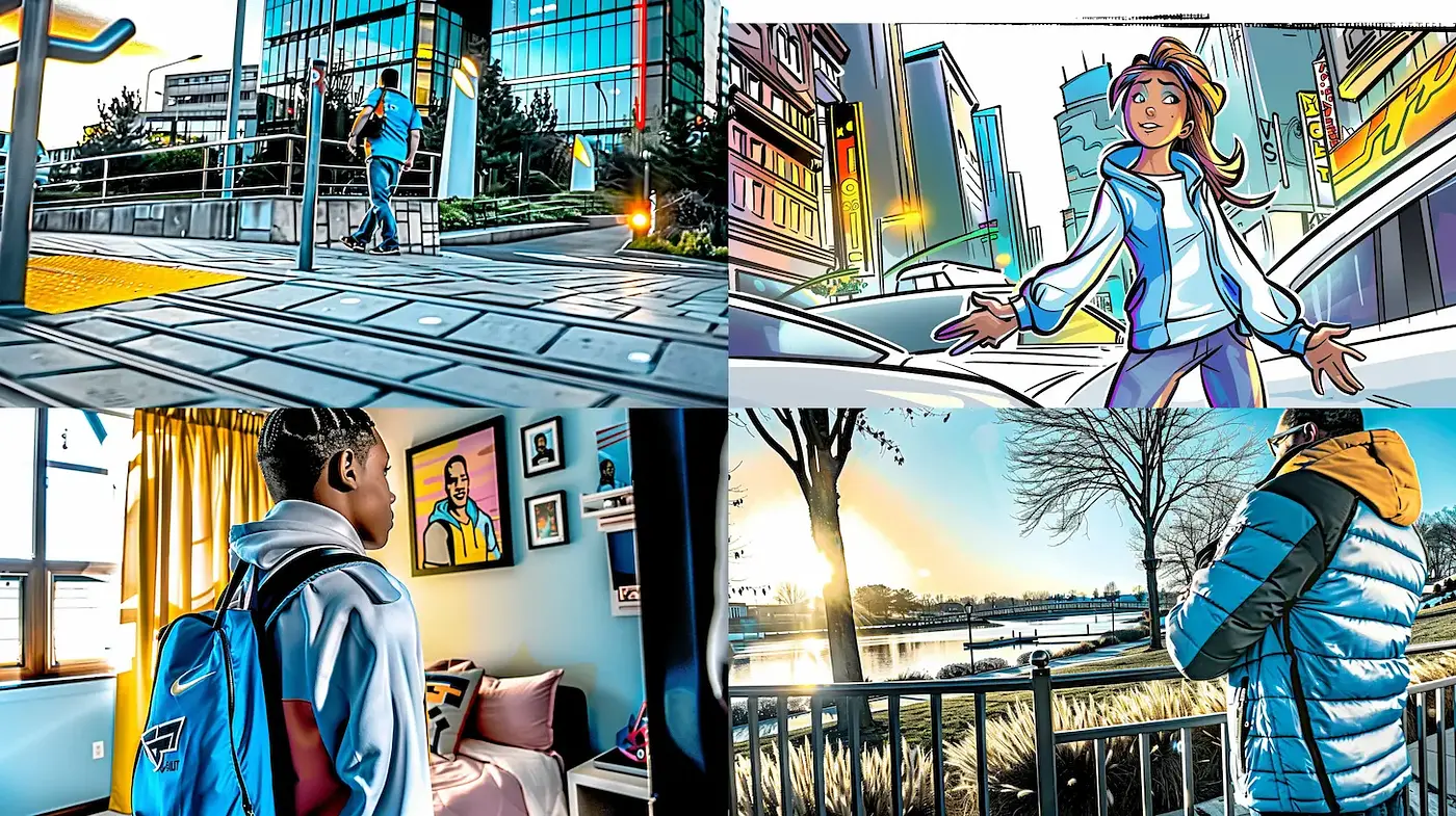 Vibrant Urban Illustrations with Playful Characters and Lively Colors - Midjourney sref style