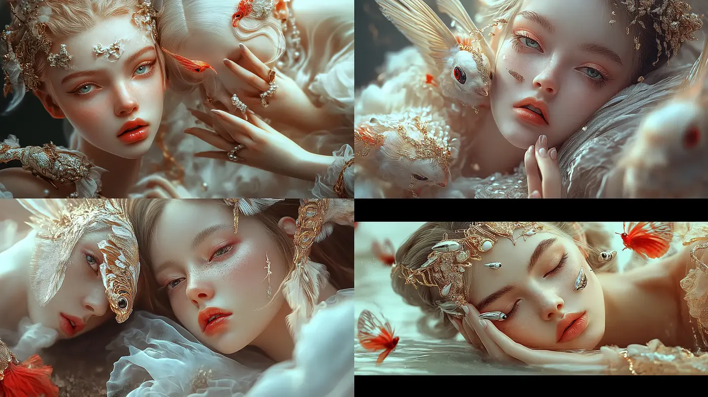 Ethereal Dreamscape: A Synthesis of Surreal Romanticism and Baroque Whimsy - Midjourney sref style