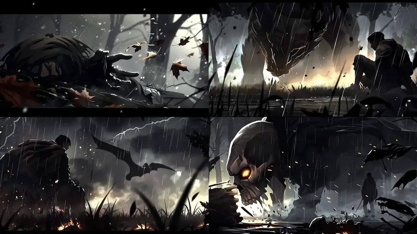 Darkly Atmospheric Illustrations with a Grim Aesthetic - Midjourney sref style