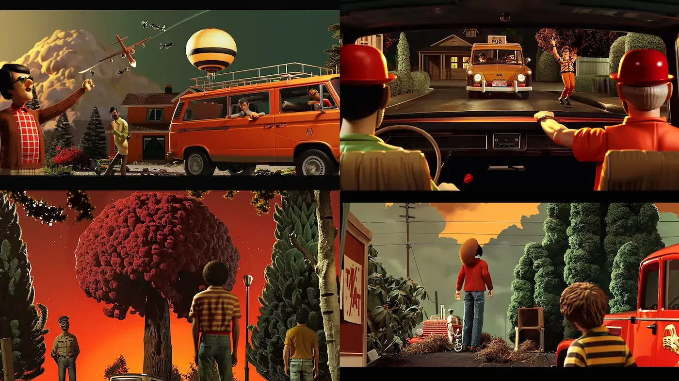 Retro-inspired vibrant visual narrative evoking mid-20th century Americana - Midjourney sref style