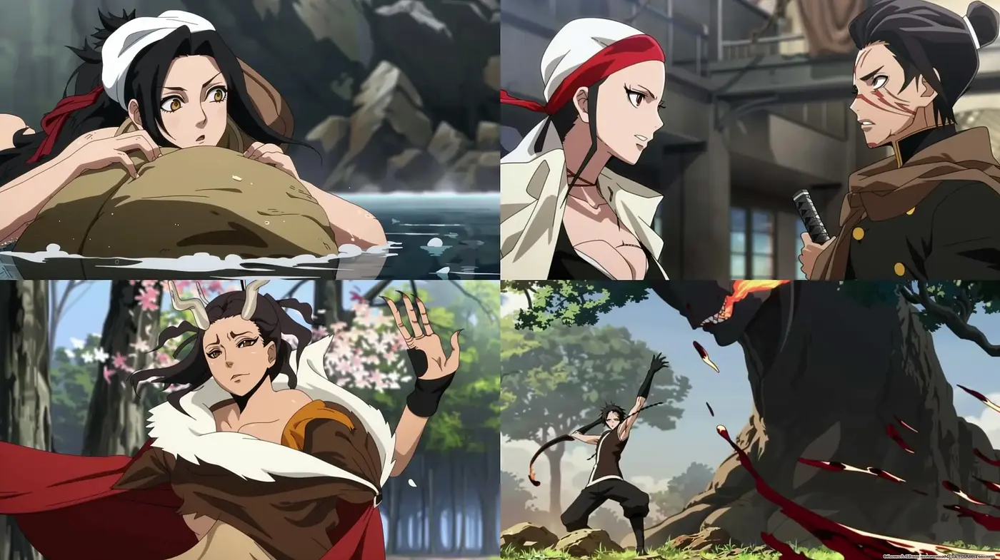 Dynamic Anime-Inspired Action Sequences with Earthy Tones - Midjourney sref style