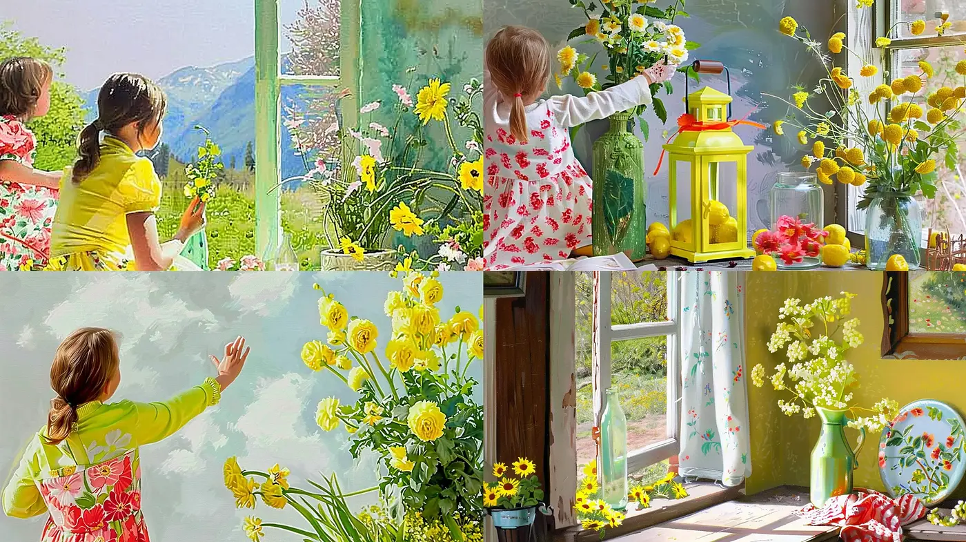 Luminous Springtime Impressions with a Picturesque Nostalgic Essence - Midjourney sref style