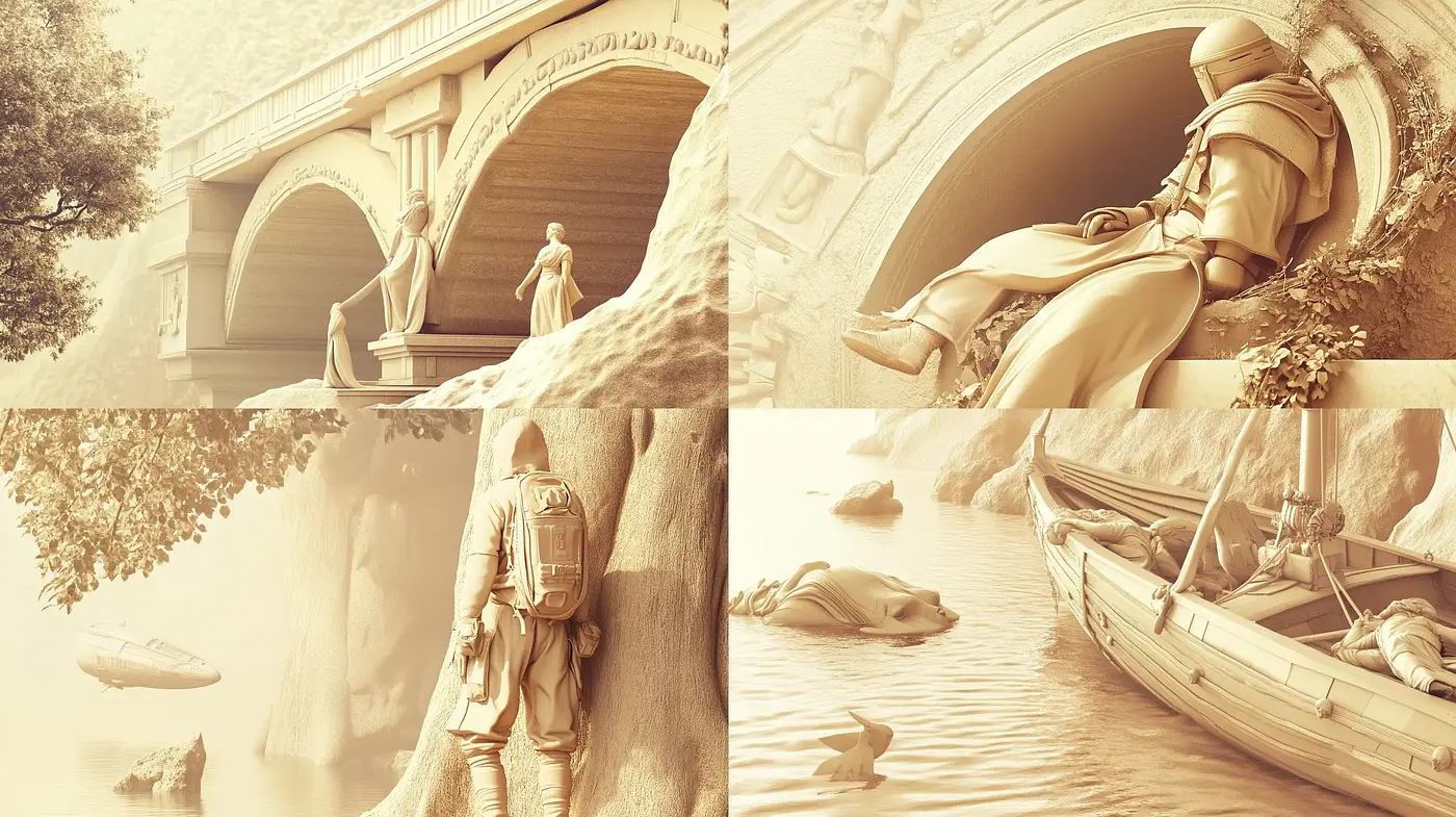 Sepia-Toned Serenity: Evocative Homage to Timeless Adventure - Midjourney sref style