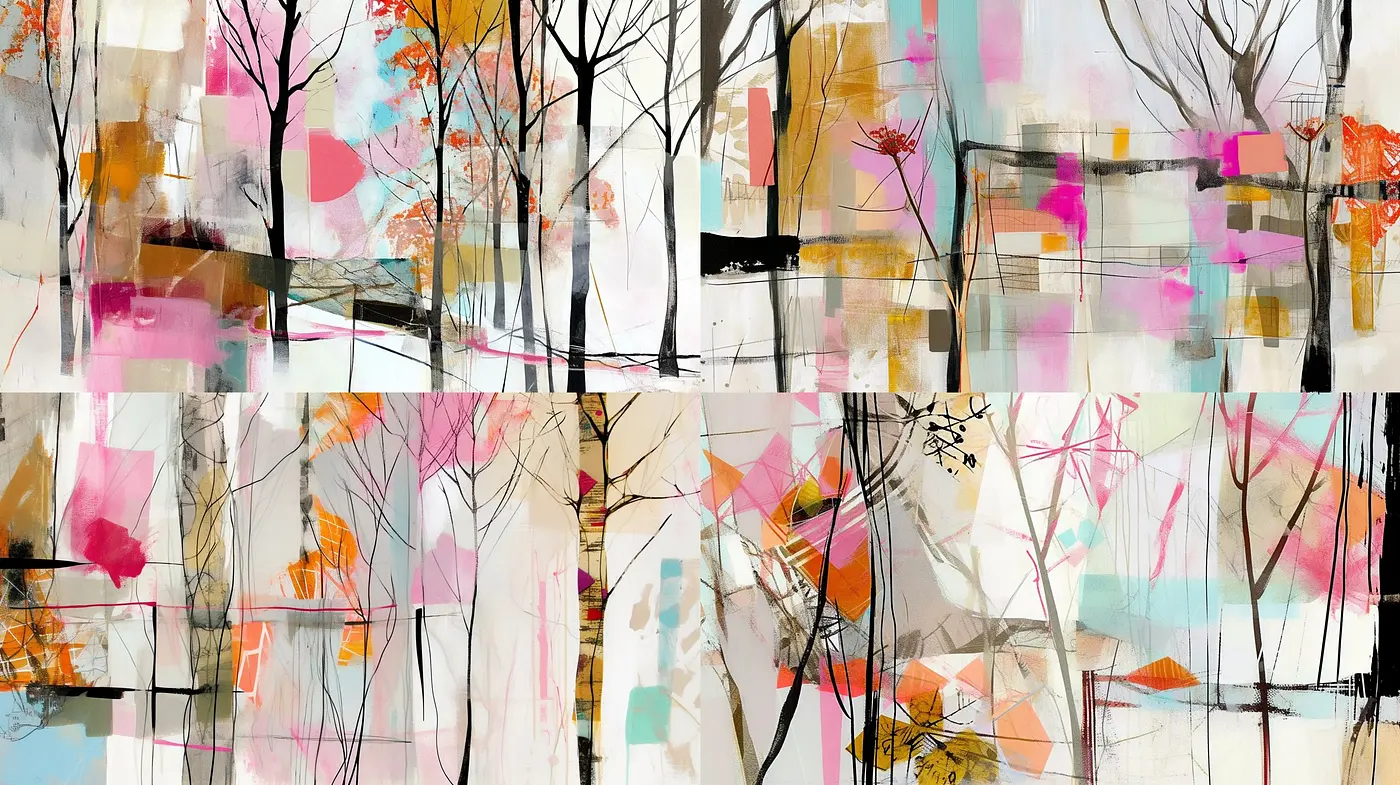 Splashes of Autumn: A Fusion of Abstract and Impressionist Influences - Midjourney sref style