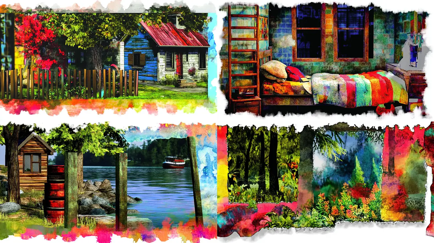 Vibrantly Textured Nature and Domestic Tableaus - Midjourney sref style