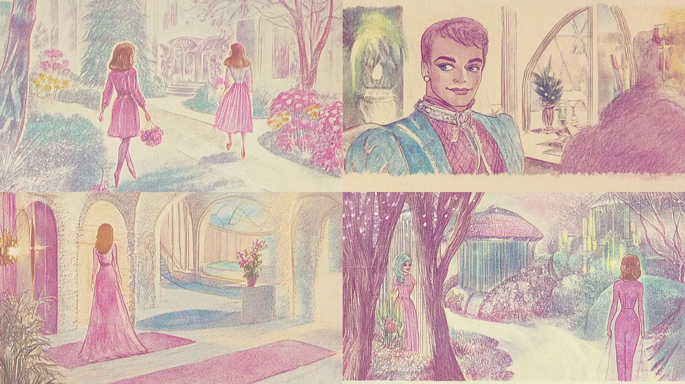 Whimsical Pastel Dreamscape in Vintage Illustration Style - Midjourney sref style