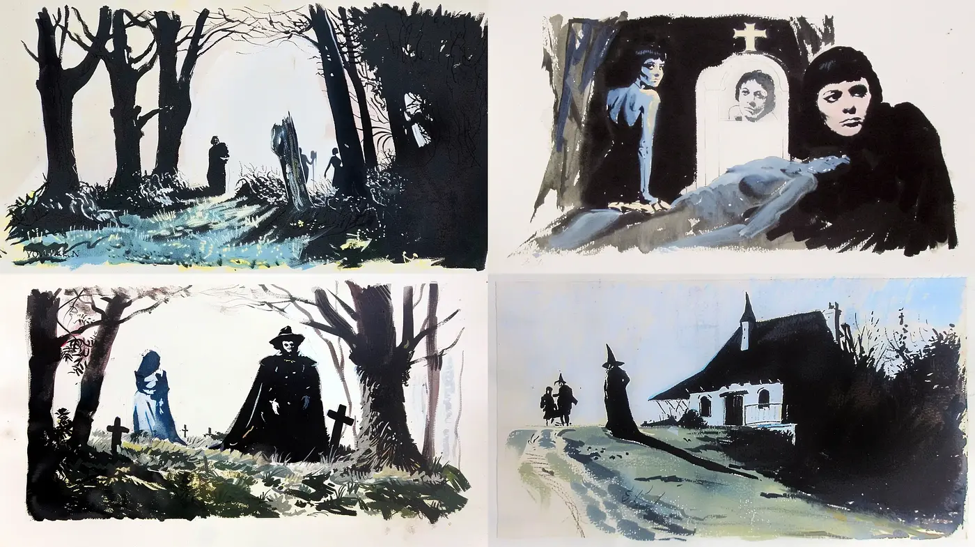 Ethereal Shadows and Contours: A Study in Monochromatic Mystique - Midjourney sref style