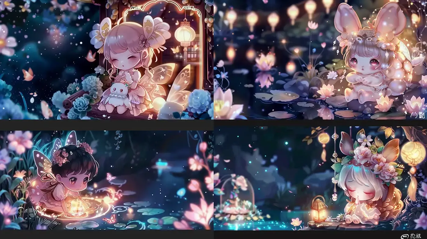 Magical enchanting dreamscape with ethereal characters - Midjourney sref style