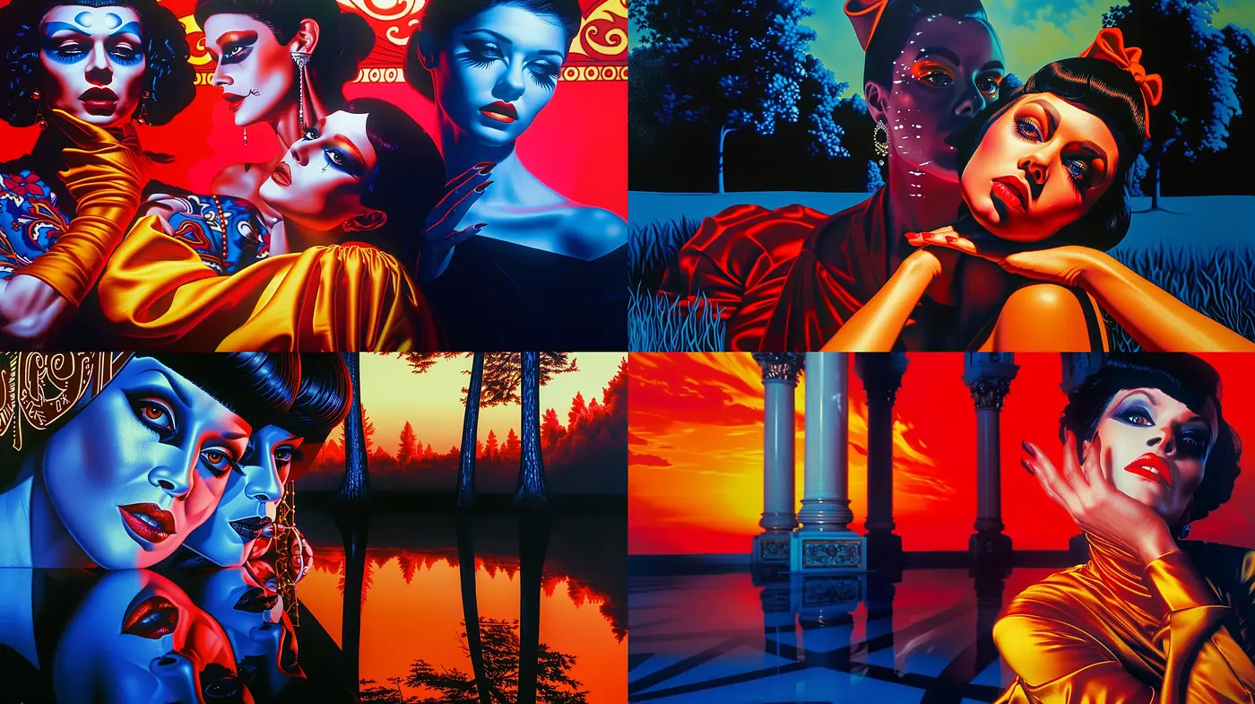 Neo-Noir Dreamscape: A Vivid Journey through Expressive Chromatic Intensity - Midjourney sref style