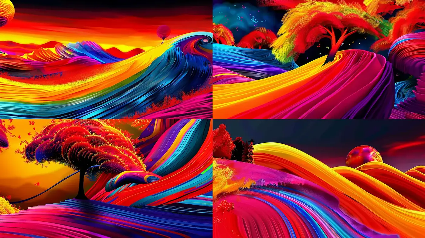 Vivid and Flowing Landscapes with Dynamic Textures - Midjourney sref style