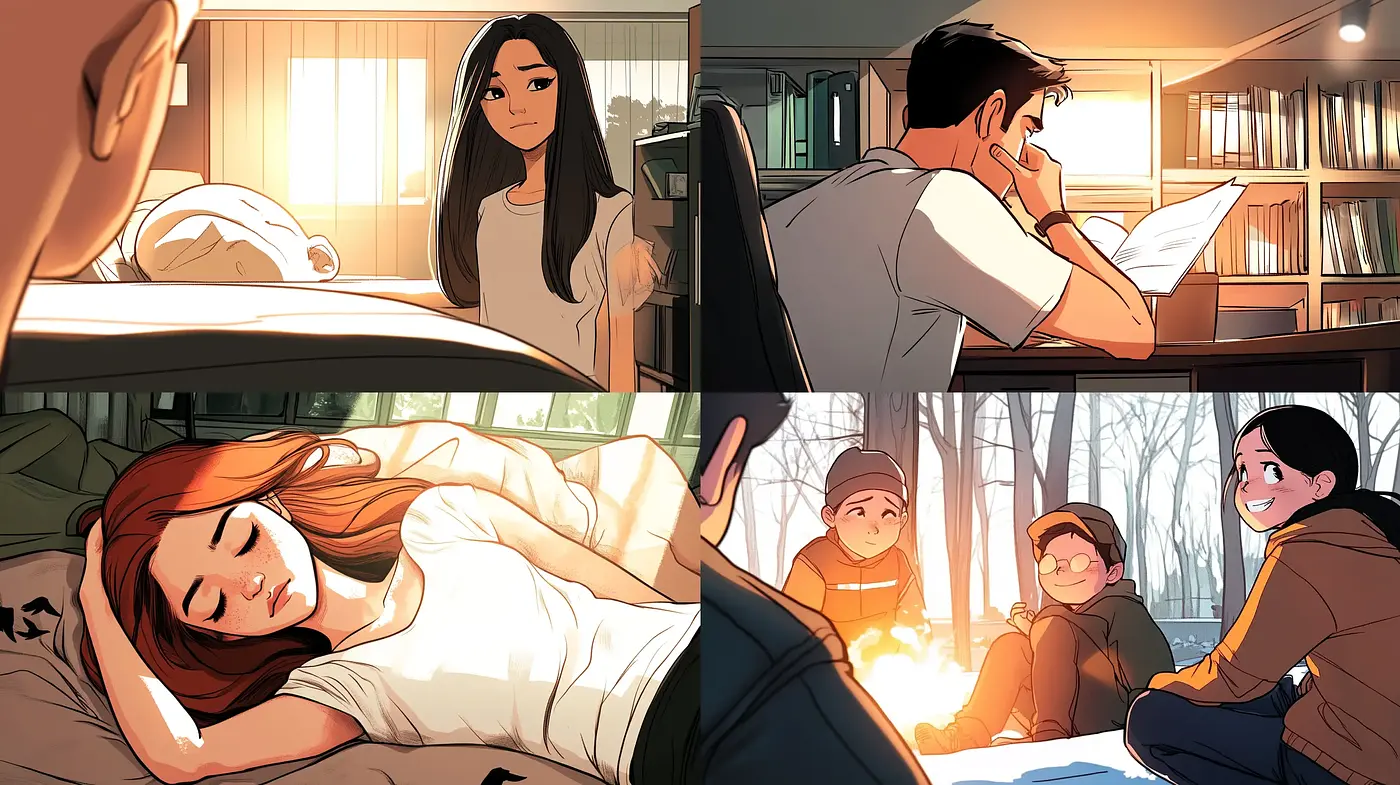 Warm Tones and Soft Shading in Cinematic Illustration - Midjourney sref style