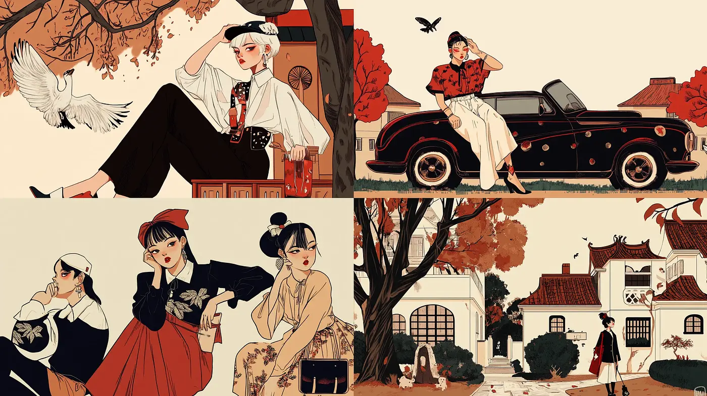 Nostalgic Elegance in Sepia Tones: A Contemporary Take on Art Deco Illustration - Midjourney sref style