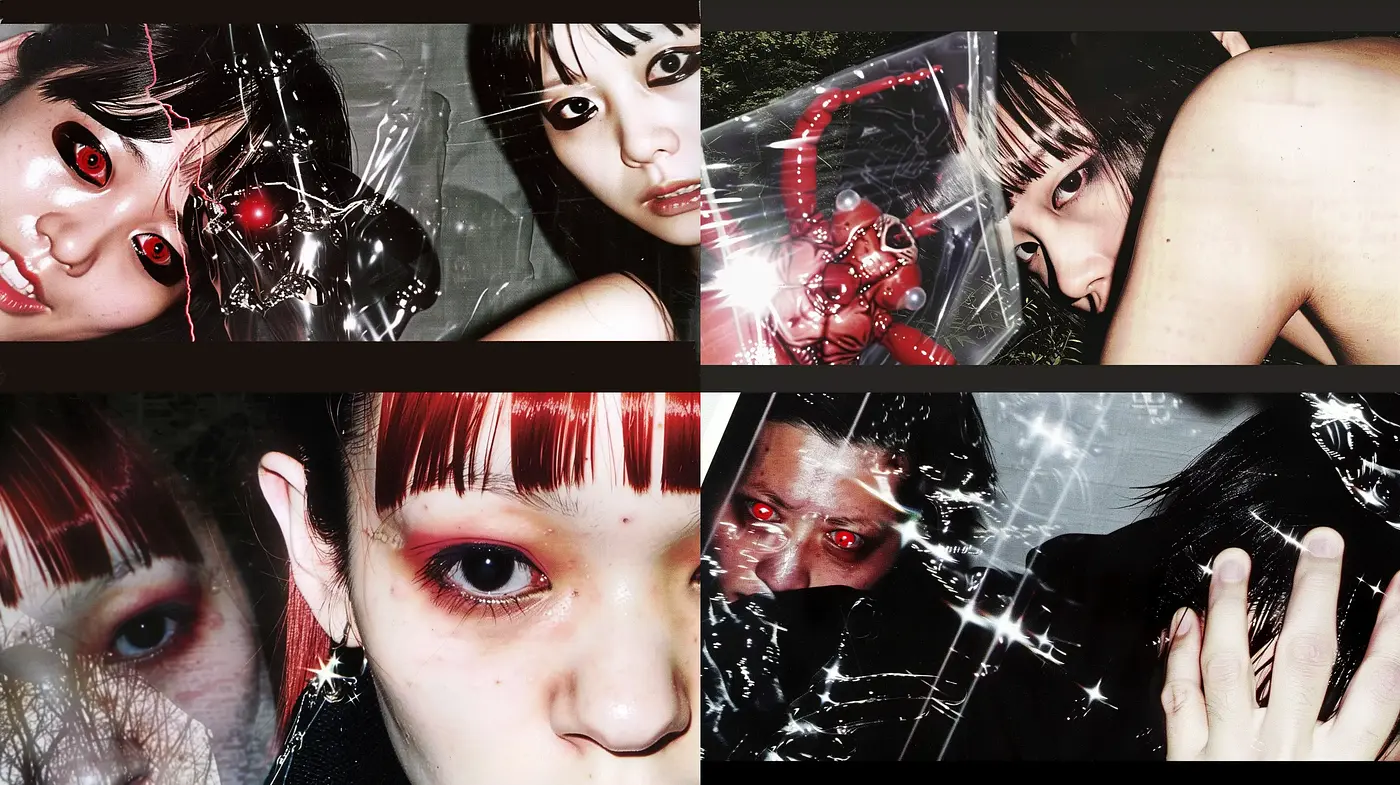 Gritty Cyberpunk Portraiture with a Dark Surrealist Twist - Midjourney sref style
