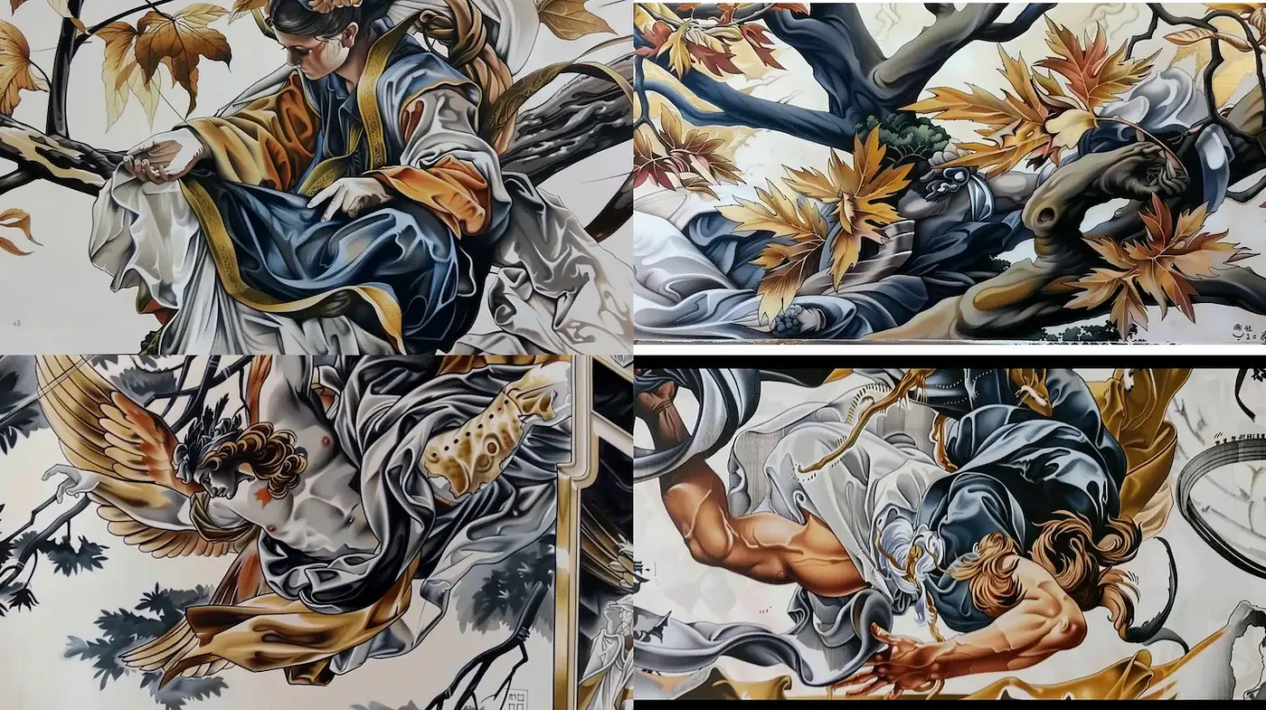 Dynamic Illustrations with Baroque and Mythological Influences - Midjourney sref style