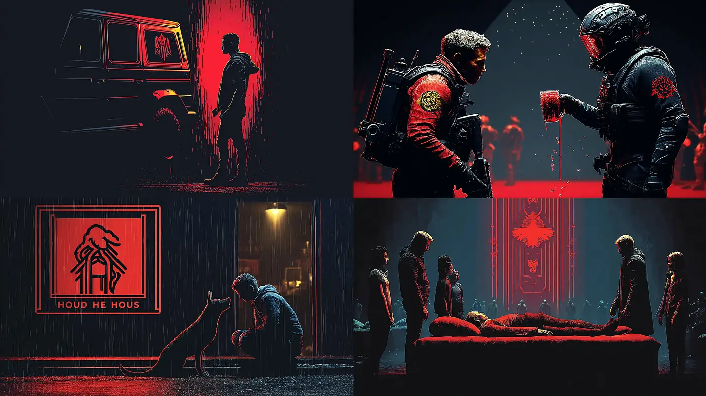 Dark, cinematic visuals with a neon-infused aesthetic - Midjourney sref style